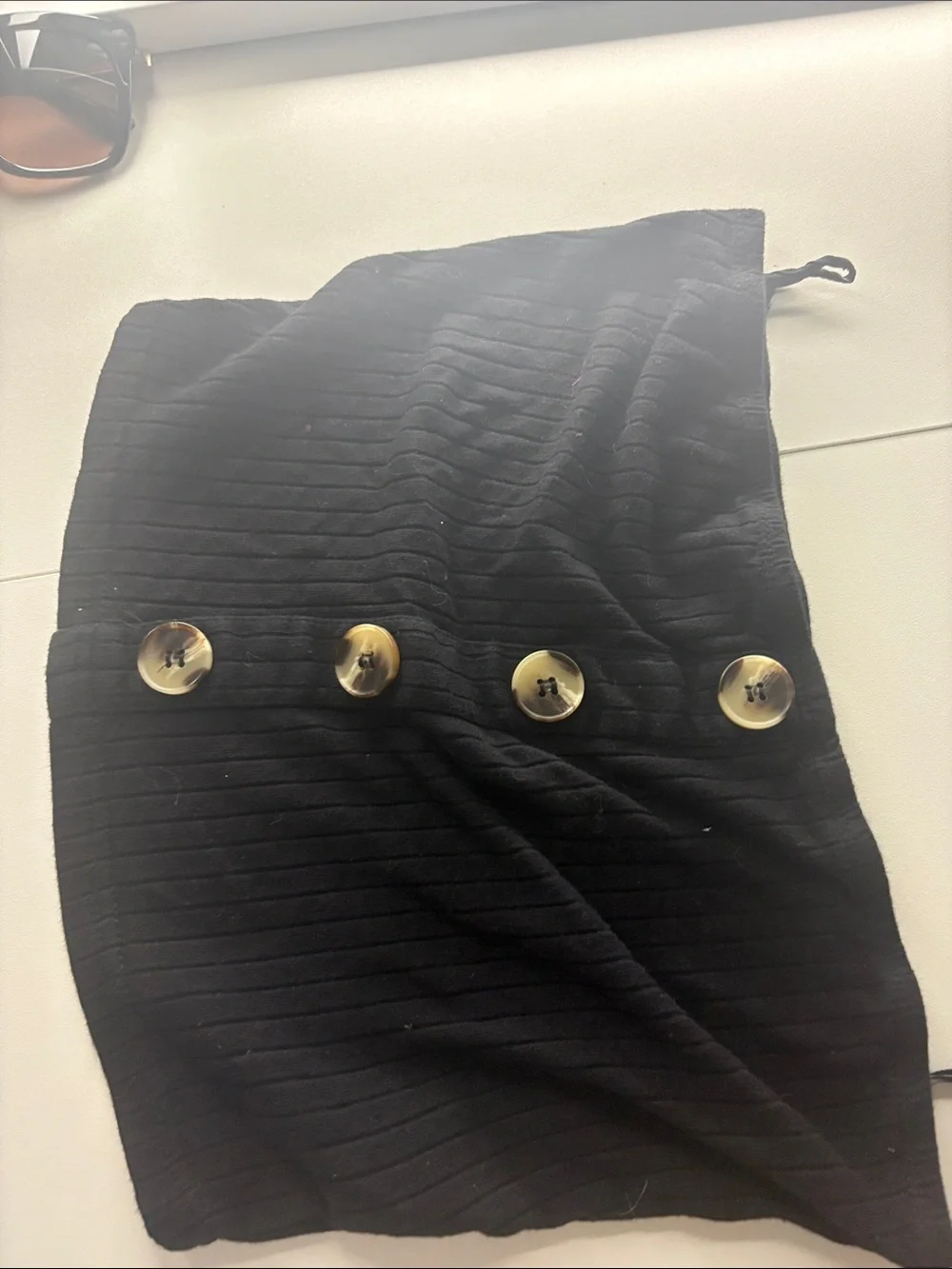 SHEIN Black Ribbed Crop Top with Gold Buttons